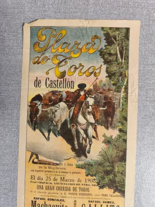 Cartel Toros Castellón 1908