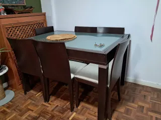 Mesa comedor extensible y 6 sillas
