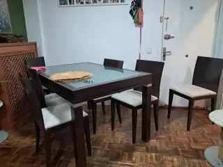 Mesa comedor extensible y 6 sillas