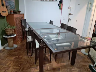 Mesa comedor extensible y 6 sillas