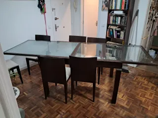 Mesa comedor extensible y 6 sillas