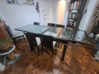 Mesa comedor extensible y 6 sillas
