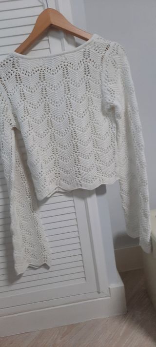 Jersey Hollister calado blanco talla S