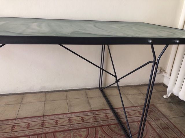 Mesa industrial cristal 200x85cm