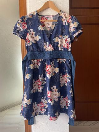 Vestido floral azul mujer