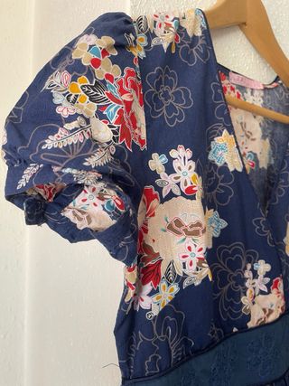 Vestido floral azul mujer