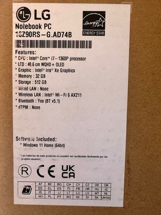 Portátil LG 16Z90RS-G.AD74B 16 WQXGA+