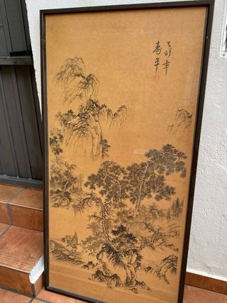 Pintura china antigua enmarcada