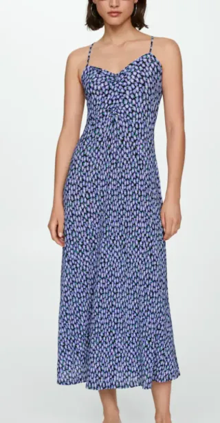 Vestido largo estampado floral azul y morado
