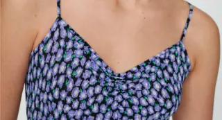 Vestido largo estampado floral azul y morado