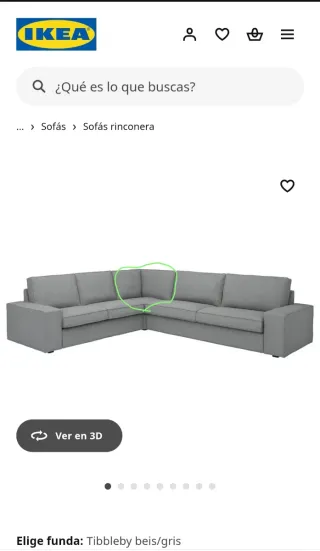 Funda trasera esquina sofá KIVIK
Tibbleby beis/