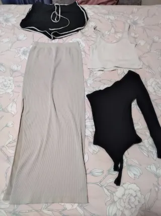Lote falda larga, top, body y shorts