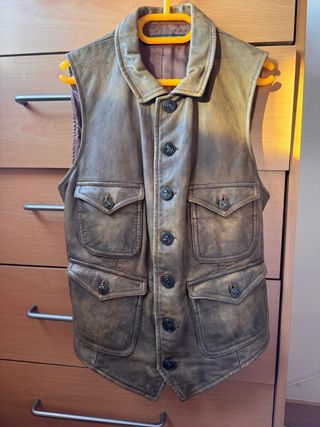 Chaleco Cuero Mujer Polo Ralph Lauren Marrón
