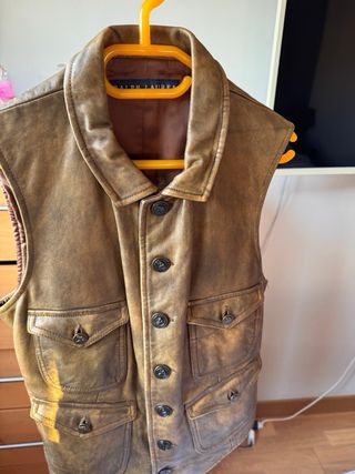 Chaleco Cuero Mujer Polo Ralph Lauren Marrón