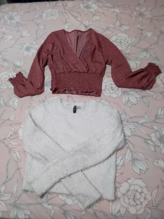 Lote blusa rosa y jersey blanco
