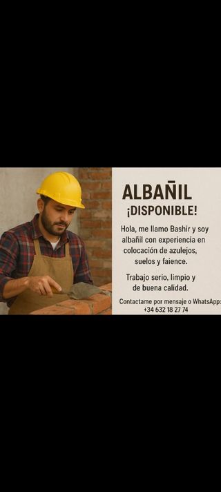 Albañil disponible en Bilbao
