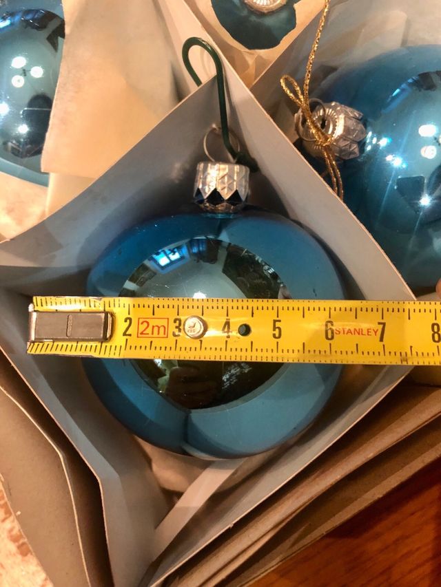 6 Palle Natale Vetro Blu/Teal