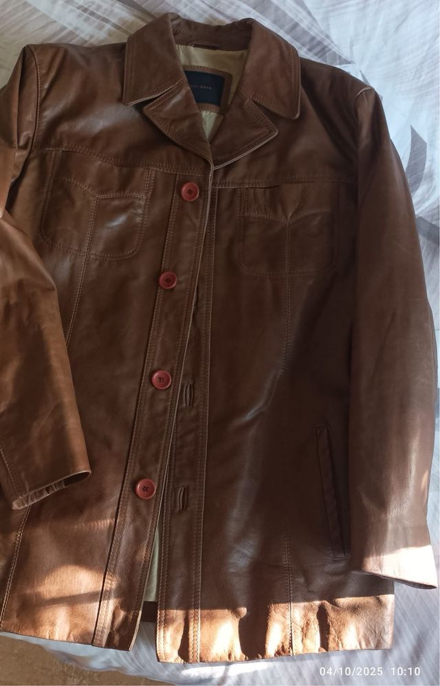 Giacca in pelle di bufalo marrone