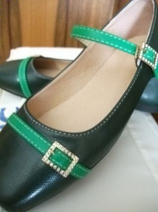 Merceditas verdes talla 38, zapatos bajos talla 38