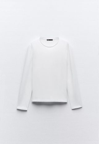Camiseta Zara Blanca Manga Larga