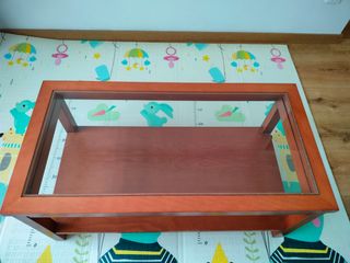 Mesa de centro elevable madera y cristal
