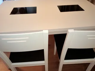 Mesa blanca extensible,6 sillas y mesa baja centro