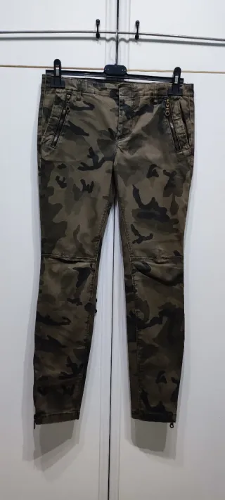 Pantaloni donna camouflage vita media taglia 40/S