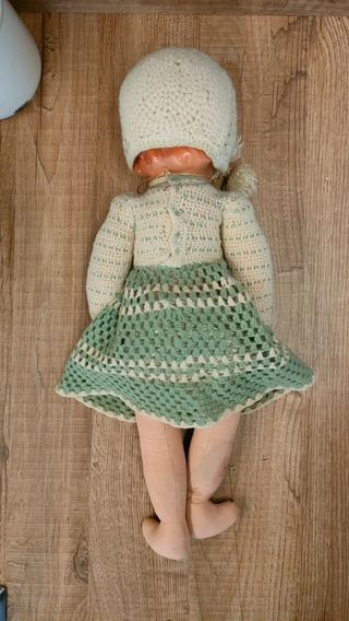 Bambola vintage pezza e viso ceramica