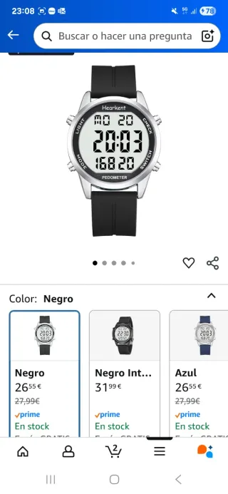 Reloj Hearkent Podómetro Negro/Plata