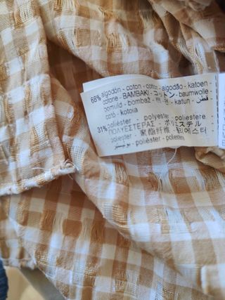 Camisa Zara cuadros beige y blanco Talla M