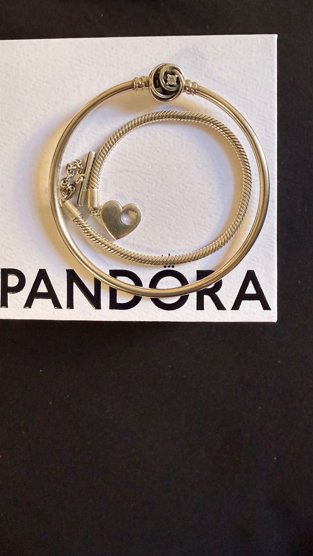 Pulseras Pandora Original Plata 2 pulseras y charm