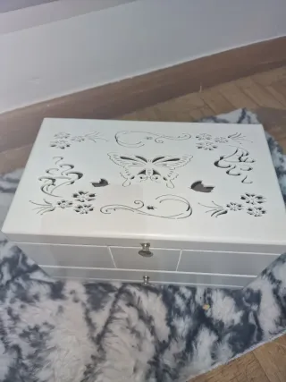 Joyero con Bandeja de Madera Blanco provenzal