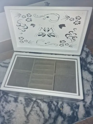 Joyero con Bandeja de Madera Blanco provenzal