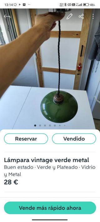 Lámpara vintage verde metal