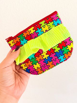 Monedero tela puzzle multicolor