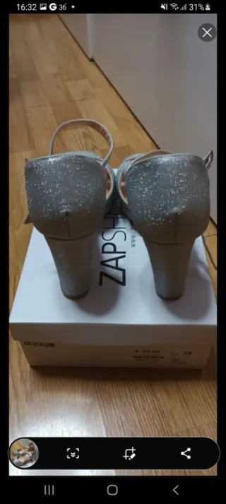 Zapatos de tacón plateados talla 39