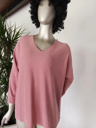 Jersey punto rosa talla única