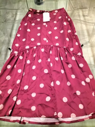 Falda Polín et Moi lunares rosa con etiqueta