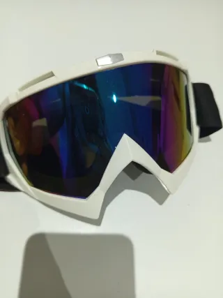 Gafas esquí/motocross blancas lentes espejadas