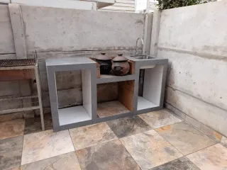BARBACOA DE OBRA CON FREGADERPO