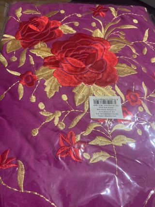 Mantón Flamenco Buganvilla Bordado Rojo