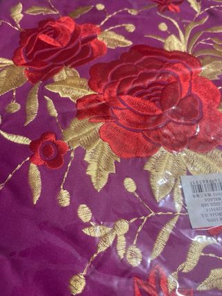 Mantón Flamenco Buganvilla Bordado Rojo