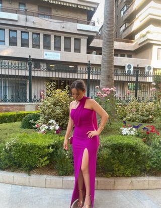 Vestido de fiesta rosa largo