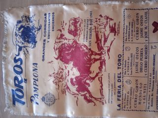 Cartel de seda Toros Pamplona San Fermín 1961
