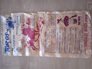 Cartel de seda Toros Pamplona San Fermín 1961