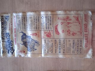 Cartel de seda plaza de toros Zaragoza 1960