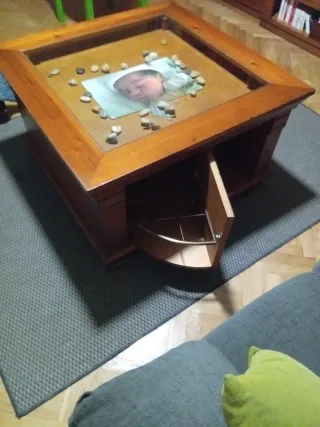 Mesa de centro cuadrada madera y cristal