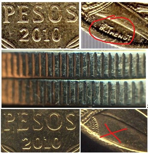 10 pesos Chile 2010 e 2012 (2 moedas)