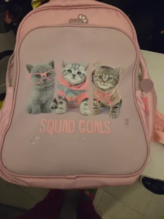 Mochila Studio rosa con gatitos