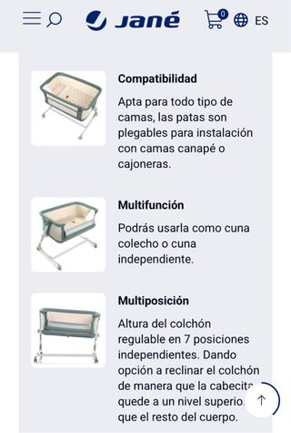 Bressol co-llit. Cuna colecho Jané baby side.